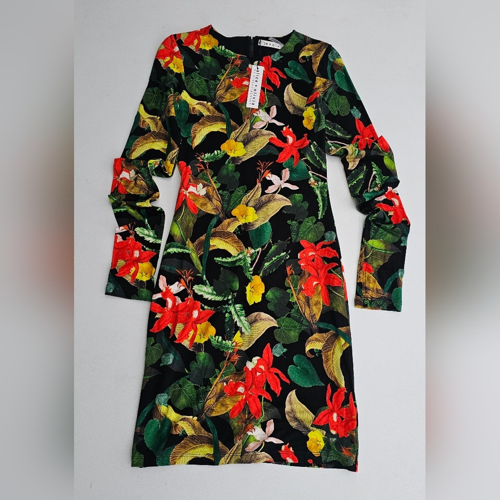 Alice + Olivia Delora Crewneck Mini Dress